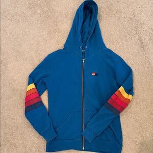 Avaitor nation Blue Hoodie with Multicolor Stripes